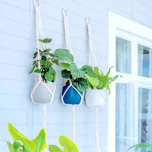 🆕3pc Modern BÖHÖ Macramé Plant Hangers Uniquely Hand Crafted [Indoors/Outdoors]